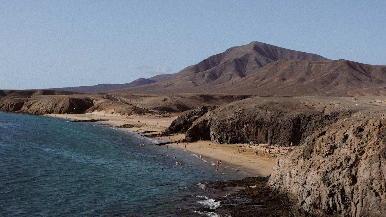 aerial view of playa blanca lanzarote canary islands spain