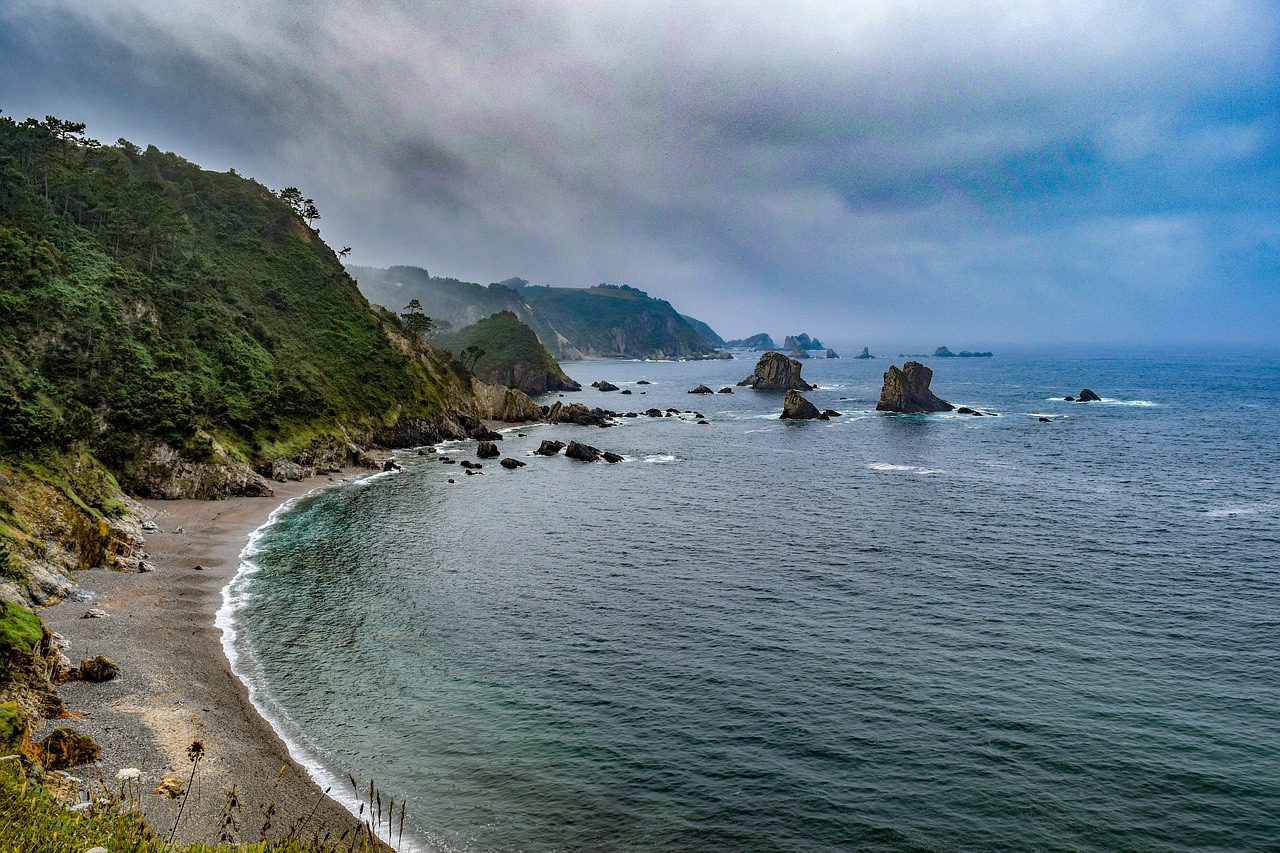 beach asturias spagna mare sky